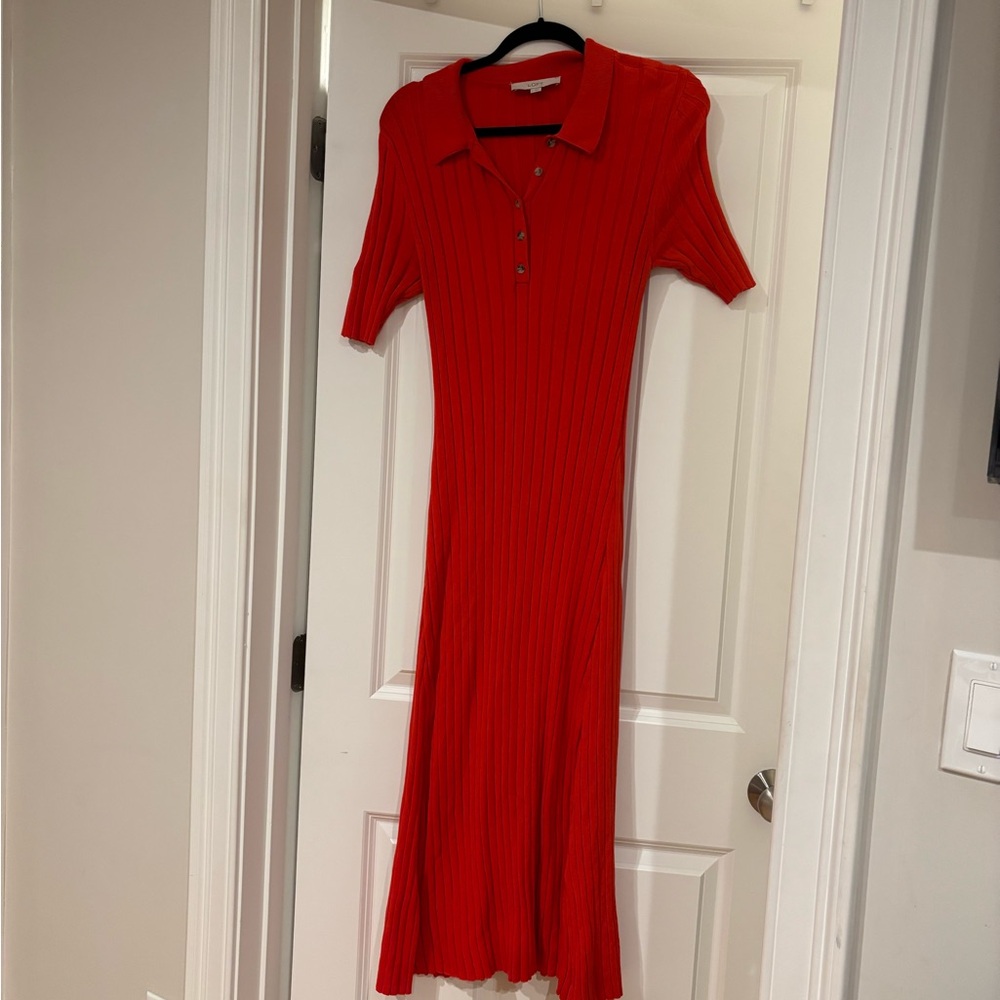 Loft Ribbed Midi Polo Dress